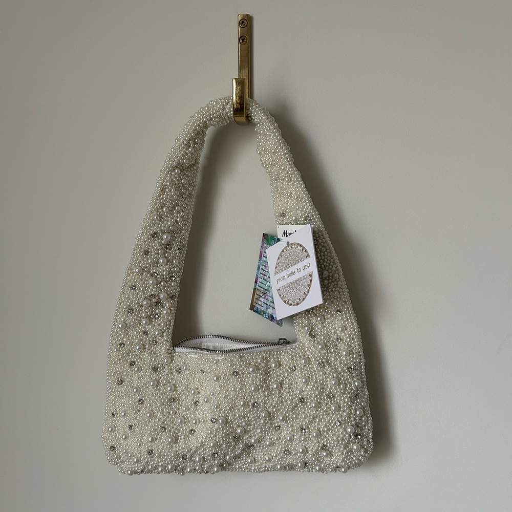 Beaded Pearl & Crystal Viral Mini Handbag - Picture 2 of 3
